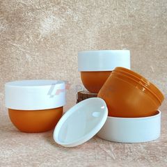 Hũ nhựa 120g 500g đựng muối tắm màu cam nắp hai lớp