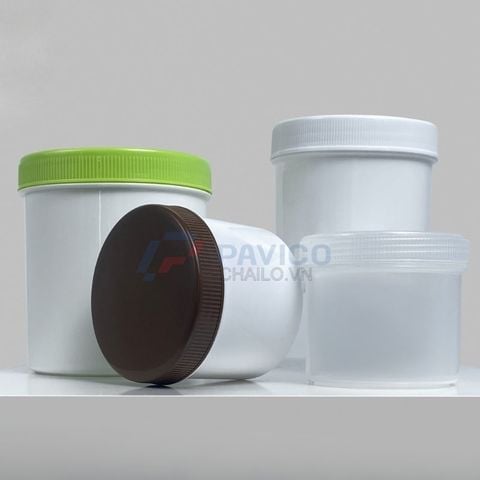 Hũ nhựa 120g 500g đựng muối tắm màu trắng mờ nắp hai lớp