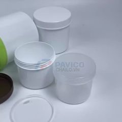 Hũ nhựa 120g 500g đựng muối tắm màu trắng mờ nắp hai lớp