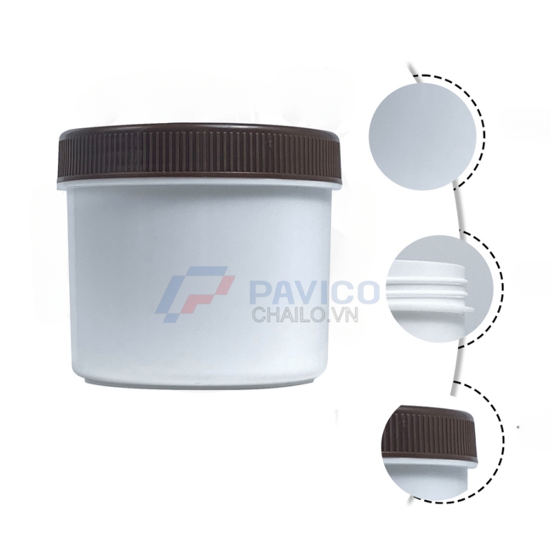 Hũ nhựa 120g 500g đựng muối tắm màu trắng mờ nắp hai lớp