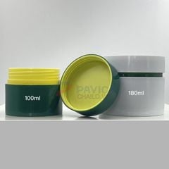 Hũ nhựa 120g 500g đựng muối tắm màu xanh lá vàng nắp hai lớp