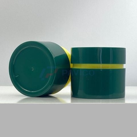 Hũ nhựa 120g 500g đựng muối tắm màu xanh lá vàng nắp hai lớp
