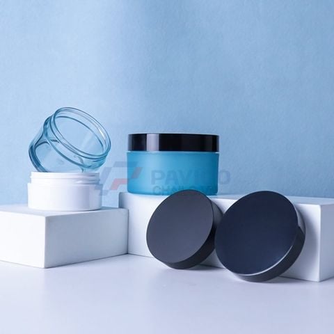 Hũ nhựa 50g 100g đựng kem body màu trắng nắp đen