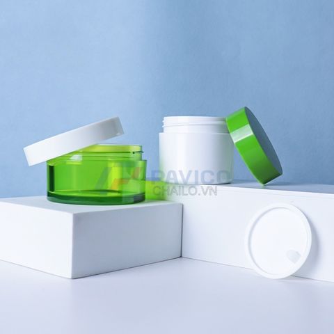 Hũ nhựa 50ml 80ml đựng kem body màu trắng xanh lá nắp vặn