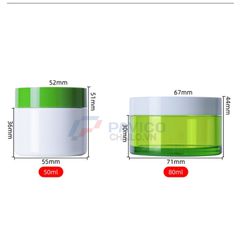 Hũ nhựa 50ml 80ml đựng kem body màu trắng xanh lá nắp vặn