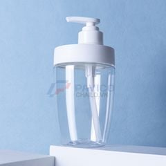 Chai nhựa Pet 400ml 600ml đựng dầu gội màu hồng trong suốt nắp vòi pump hồng