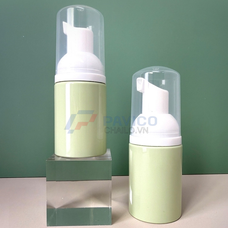 Chai tạo bọt 150ml 250ml đựng tẩy trang màu xanh pastel nắp vòi bọt tuyết