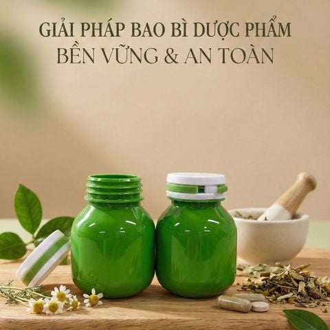 Lọ nhựa đựng thuốc viên màu xanh đục nắp xé 120cc