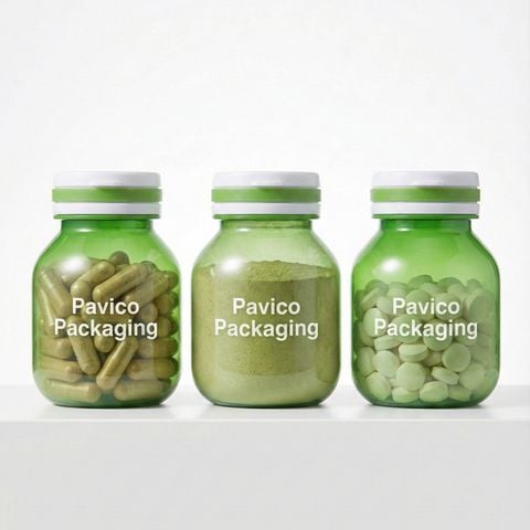 Lọ nhựa đựng thuốc viên màu xanh đục nắp xé 120cc