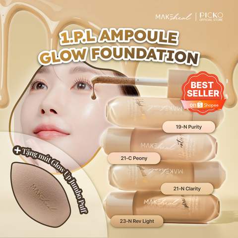 Kem nền Makeheal 1.P.L Ampoule Glow Foundation - Tặng mút Glow Up Jumbo Puff