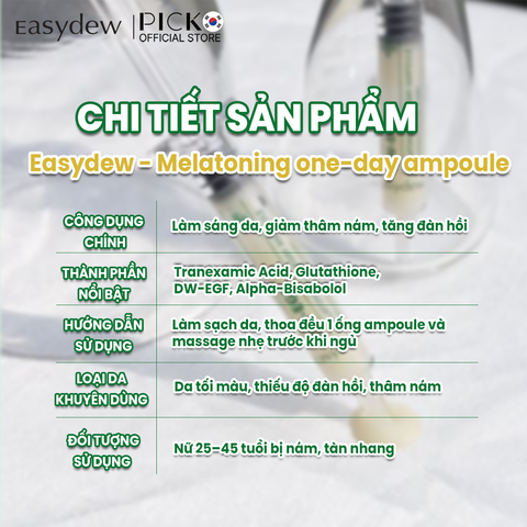 Huyết thanh làm sáng da, mờ nám EASYDEW DW-EGF MELATONING ONEDAY AMPOULE 1ml