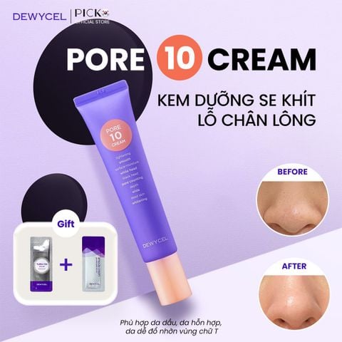 Kem giảm mụn đầu đen - đầu trắng - se khít lỗ chân lông - cấp ẩm Dewycel Pore10 Cream 40ml