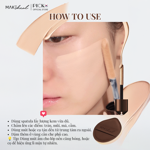 (MUA 1 TẶNG 1 DEWYCEL) Kem nền lâu trôi, độ che phủ cao Makeheal 1.P.L Foundaiser Foudation