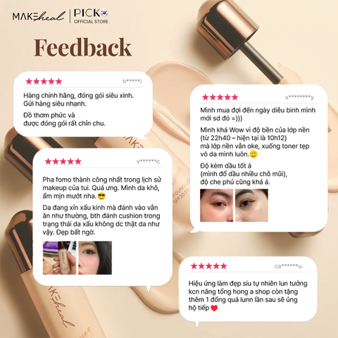(MUA 1 TẶNG 1 DEWYCEL) Kem nền lâu trôi, độ che phủ cao Makeheal 1.P.L Foundaiser Foudation