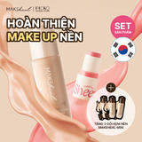 Bộ sản phẩm 2 món Makeheal 1.P.L Ampoule Glow Foundation và Makeheal Sheer Stick Blusher 03 PinkFlory + Tặng 3 gói kem nền Makeheal mini