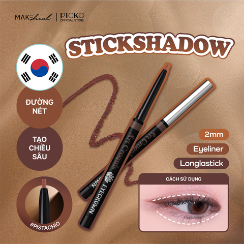 Bút kẻ mắt dạng chì màu nâu MAKEHEAL EYECROWN ARTCROQUIS STICKSHADOW LONGLASTICK