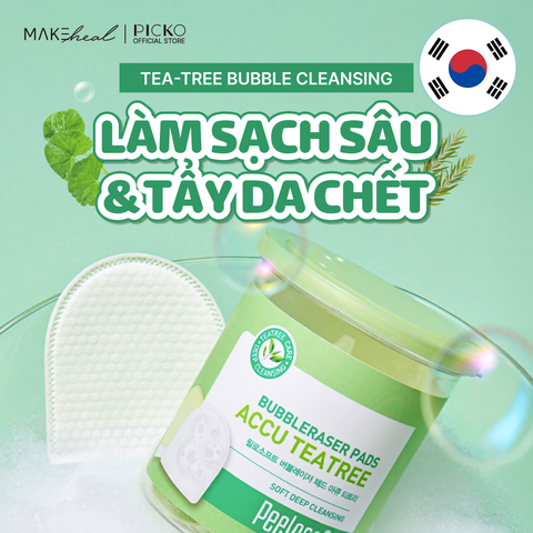 Miếng tẩy trang đa năng, tẩy da chết nhẹ nhàng MAKEHEAL PEELOSOFT BUBBLERASER PADS ACCU TEATREE 20EA
