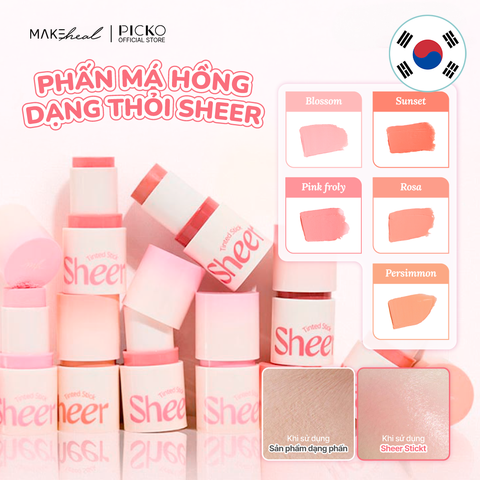 Phấn má hồng dạng thỏi MAKEHEAL Sheer Stick blusher sheer 6g