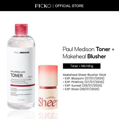 Combo Toner Paul Medison 510ml và Phấn má hồng dạng thỏi Makeheal