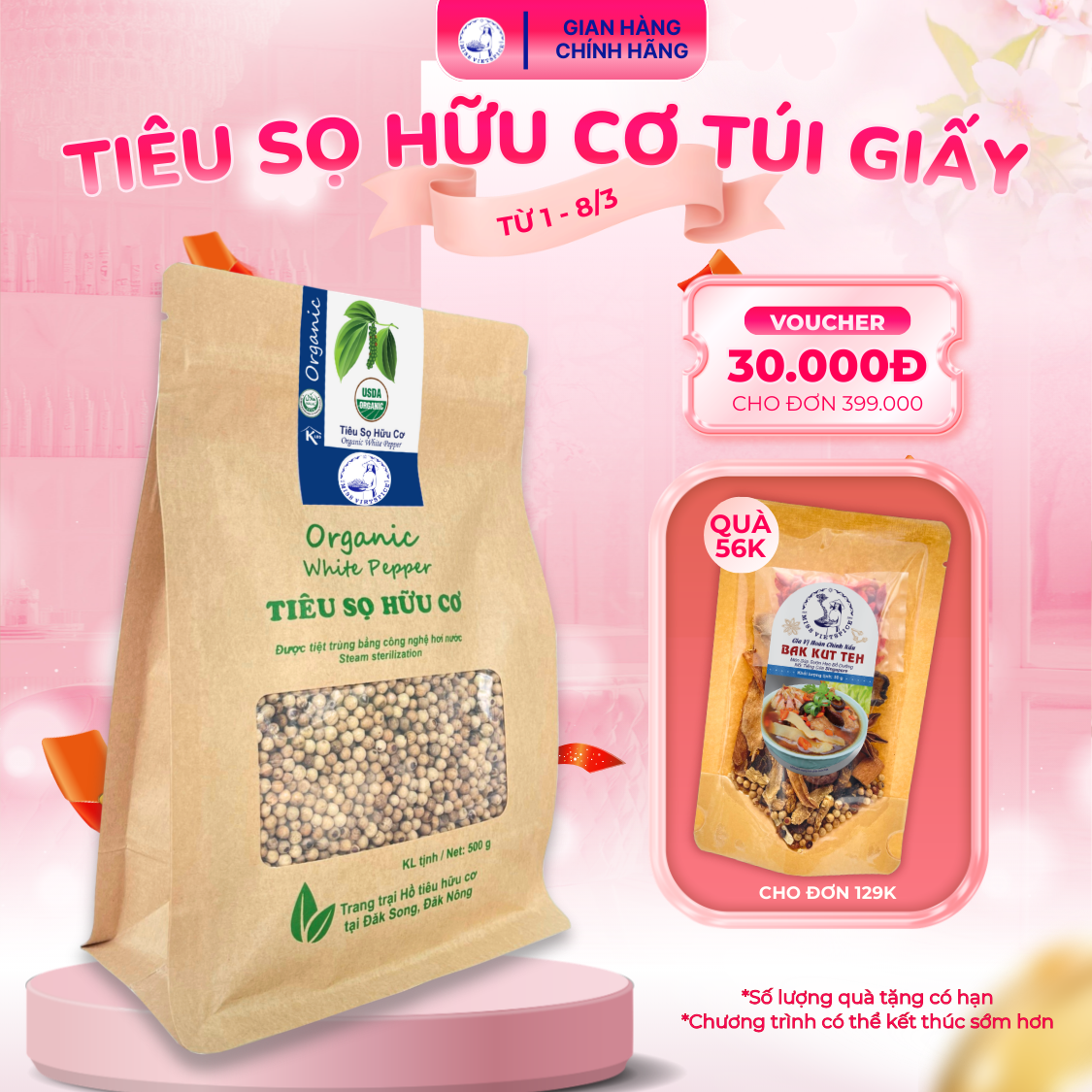  Tiêu sọ hữu cơ túi giấy 