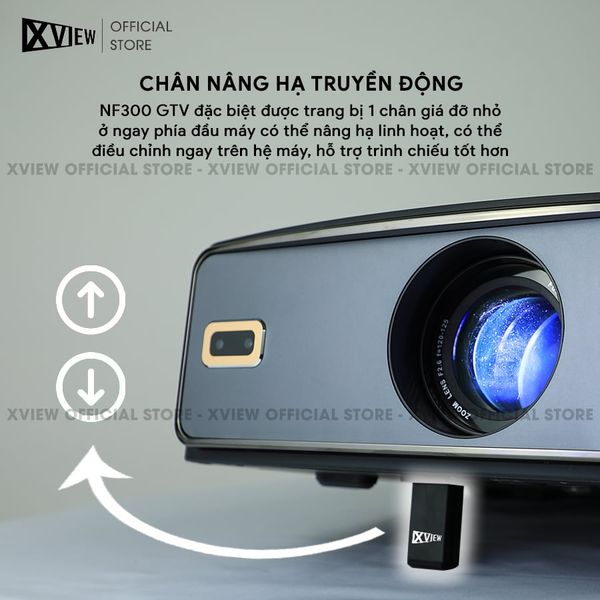 Xview NF300 GTV - Máy chiếu LED LCD tích hợp Google TV và Netflix bản quyền, độ sáng lên đến 1.800 ansi, phân giải thực chuẩn Full HD 1080p, hỗ trợ đầu vào Full HD mượt mà và chân giá truyền động điện tử thông minh