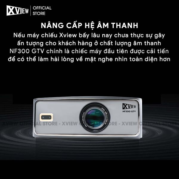 Xview NF300 GTV - Máy chiếu LED LCD tích hợp Google TV và Netflix bản quyền, độ sáng lên đến 1.800 ansi, phân giải thực chuẩn Full HD 1080p, hỗ trợ đầu vào 4K UHD mượt mà và chân giá truyền động điện tử thông minh