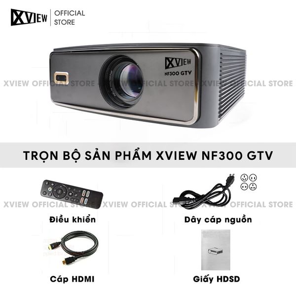 Xview NF300 GTV - Máy chiếu LED LCD tích hợp Google TV và Netflix bản quyền, độ sáng lên đến 1.800 ansi, phân giải thực chuẩn Full HD 1080p, hỗ trợ đầu vào Full HD mượt mà và chân giá truyền động điện tử thông minh