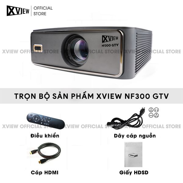 Xview NF300 GTV - Máy chiếu LED LCD tích hợp Google TV và Netflix bản quyền, độ sáng lên đến 1.800 ansi, phân giải thực chuẩn Full HD 1080p, hỗ trợ đầu vào 4K UHD mượt mà và chân giá truyền động điện tử thông minh