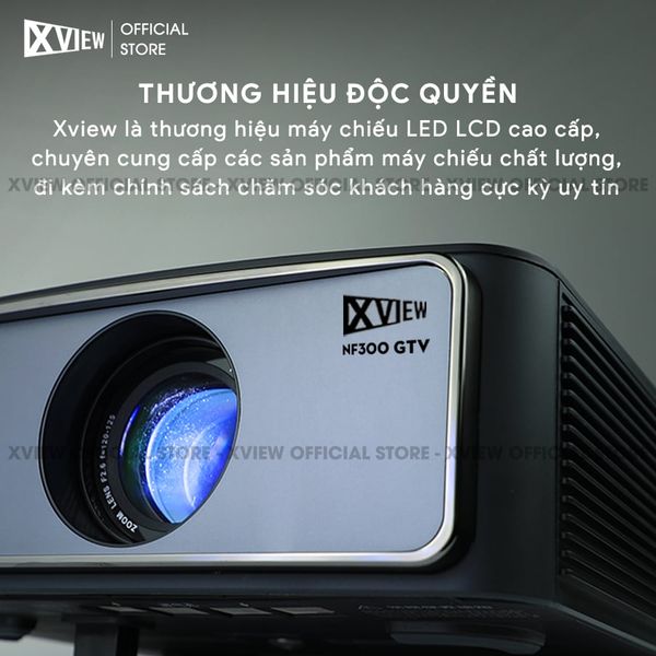 Xview NF300 GTV - Máy chiếu LED LCD tích hợp Google TV và Netflix bản quyền, độ sáng lên đến 1.800 ansi, phân giải thực chuẩn Full HD 1080p, hỗ trợ đầu vào 4K UHD mượt mà và chân giá truyền động điện tử thông minh