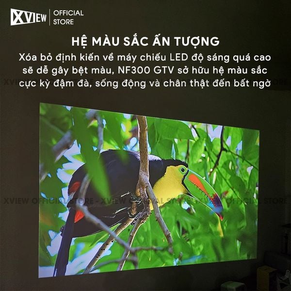 Xview NF300 GTV - Máy chiếu LED LCD tích hợp Google TV và Netflix bản quyền, độ sáng lên đến 1.800 ansi, phân giải thực chuẩn Full HD 1080p, hỗ trợ đầu vào 4K UHD mượt mà và chân giá truyền động điện tử thông minh