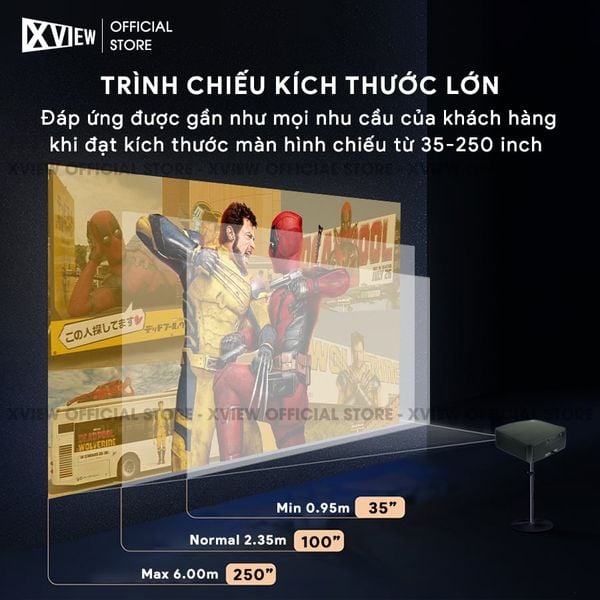 Xview NF300 GTV - Máy chiếu LED LCD tích hợp Google TV và Netflix bản quyền, độ sáng lên đến 1.800 ansi, phân giải thực chuẩn Full HD 1080p, hỗ trợ đầu vào 4K UHD mượt mà và chân giá truyền động điện tử thông minh