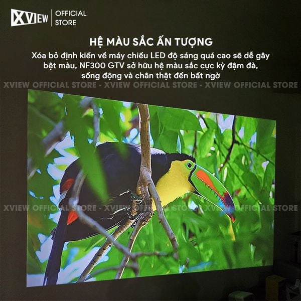 Xview NF300 GTV - Máy chiếu LED LCD tích hợp Google TV và Netflix bản quyền, độ sáng lên đến 1.800 ansi, phân giải thực chuẩn Full HD 1080p, hỗ trợ đầu vào Full HD mượt mà và chân giá truyền động điện tử thông minh