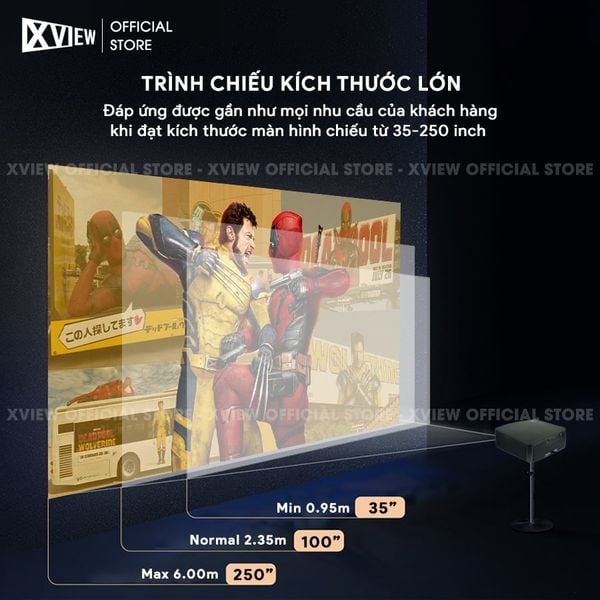 Xview NF300 GTV - Máy chiếu LED LCD tích hợp Google TV và Netflix bản quyền, độ sáng lên đến 1.800 ansi, phân giải thực chuẩn Full HD 1080p, hỗ trợ đầu vào Full HD mượt mà và chân giá truyền động điện tử thông minh