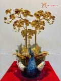  Quà Tặng Chậu Hoa Lan 5 cành mạ vàng 24K kích thước cao 56cm 
