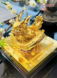 Quà Tặng Ấn Rồng bằng đồng vàng dát vàng 24K kích thước 12x12x14cm 