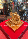  Quà Tặng Ấn Rồng bằng đồng vàng dát vàng 24K kích thước 13,5x12cm 