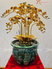  Quà Tặng Chậu Hoa Lan 10 cành mạ vàng 24K kích thước cao 62cm 
