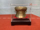  Quà Tặng Trống Đồng Đông Sơn đồng vàng hun nâu giả cổ hoa văn nổi đường kính 10cm 