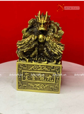  Quà Tặng Ấn Rồng bằng đồng vàng màu hun nâu giả cổ kích thước 17,5x10cm 