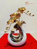  Quà Tặng Chậu Hoa Lan Hồ Điệp mini mạ vàng 24K kích thước cao 30x40cm 