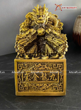  Quà Tặng Ấn Rồng bằng đồng vàng màu hun nâu giả cổ kích thước 15x8cm 