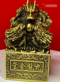  Quà Tặng Ấn Rồng bằng đồng vàng màu hun nâu giả cổ kích thước 17,5x10cm 