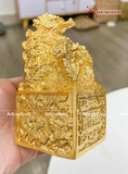  Quà Tặng Ấn Rồng bằng đồng vàng dát vàng 24K kích thước cao12cm 