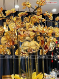  Quà Tặng Chậu Hoa Lan 9 cành mạ vàng 24K kích thước cao 63cm 