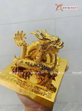 Quà Tặng Ấn Rồng bằng đồng vàng dát vàng 24K kích thước cao 8cm 