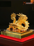  Quà Tặng Ấn Rồng bằng đồng vàng dát vàng 24K kích thước cao11cm 