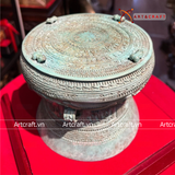  Quà Tặng Trống Đồng Đông Sơn đồng đỏ hun nâu giả cổ hoa văn chìm đường kính 45cm 