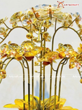  Quà Tặng Chậu Hoa Lan 9 cành bầu dục mạ vàng 24K kích thước cao 58x48cm 