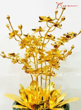  Quà Tặng Chậu Hoa Lan 5 cành mạ vàng 24K kích thước cao 42cm 