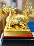  Quà Tặng Ấn Rồng bằng đồng vàng dát vàng 24K kích thước 12x12x14cm 